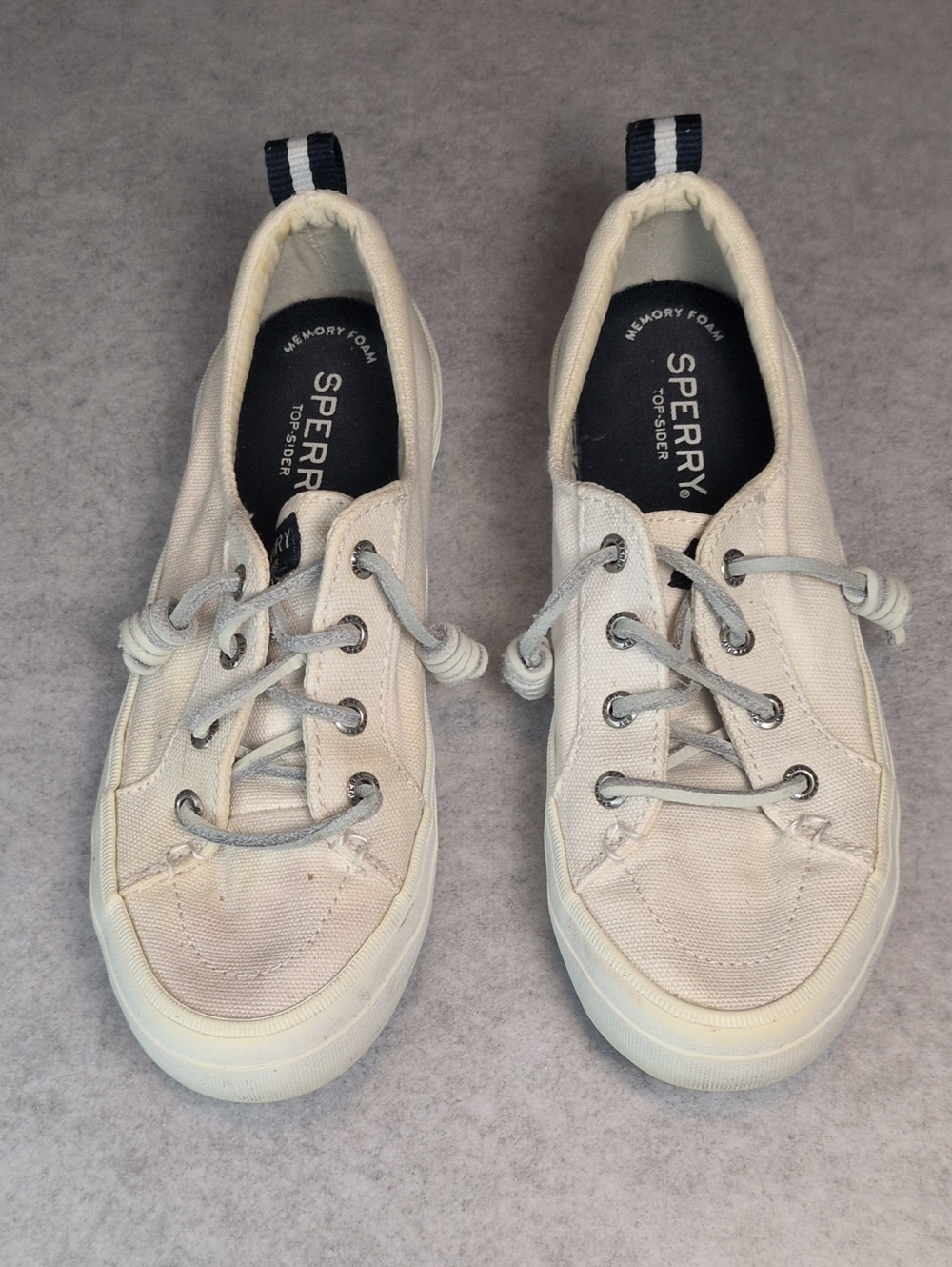 Sperry Women’s White Size 5 Canvas Lace-Up Sneakers with Memory Foam